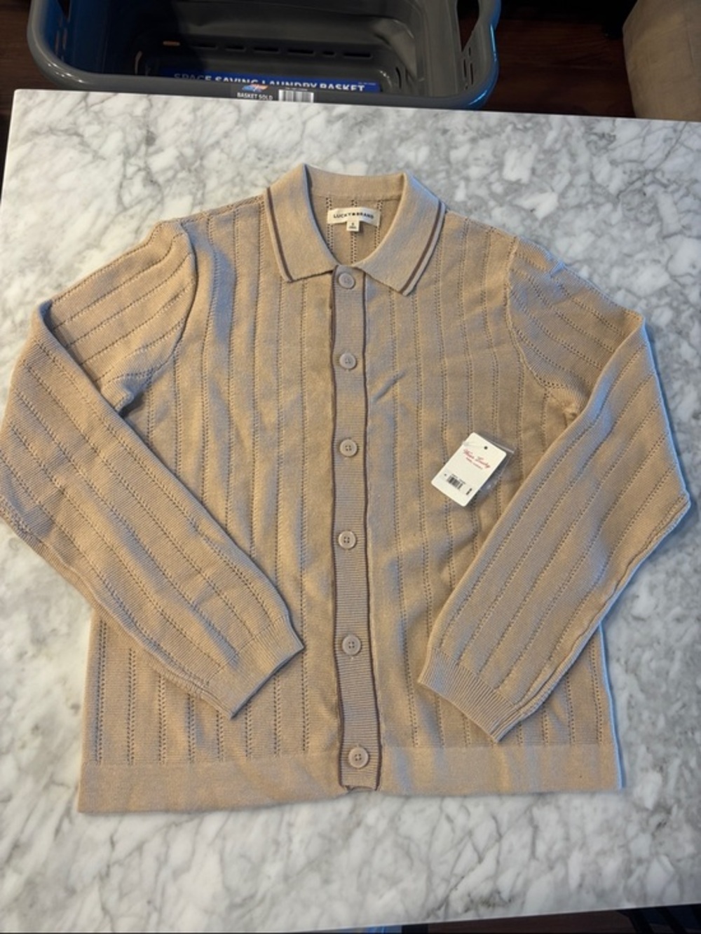 Lucky Brand Men's Beige Knit Button-Front Cardigan